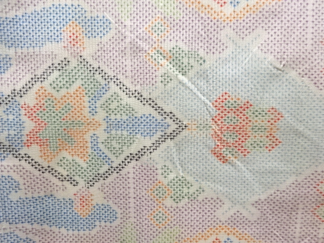 JAPANESE KIMONO / ANTIQUE KIMONO / SILK / OSHIMA TSUMUGI / WOVEN GEOMETRIC